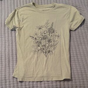 Fifth Sun Women's Light Sage Floral Outline Tee